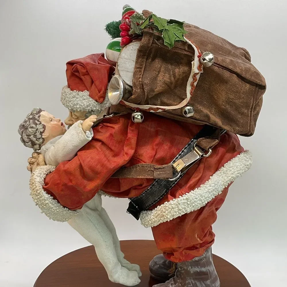 Clothtique Santa and Child Sculpture - Saturday Evening Post